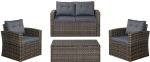 Καθιστικό Σέτ Rattan Με Μεταλλικό Σκελετό Σετ 4 Τεμαχίων