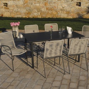 Τραπεζαρία Σετ 7 Τεμαχίων ,Με Μεταλλικό Σκελετό Και Τζάμι ,150 x 90 x 73(h)cm