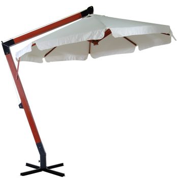 Γωνιακή Στρογγυλή Ομπρέλα 300cm ,Με Ξύλινο Κορμό