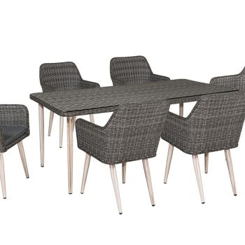 Τραπεζαρία Rattan Με Αλουμίνιο Σκελετό Σέτ 7 Τεμαχίων ,200 x 100 x 75(h)cm