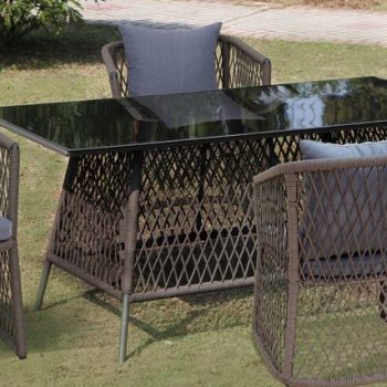 IPANEMA Τραπεζαρία Αλουμινίου Με Κορδόνι Σέτ 5 Τεμαχίων 160 x 90cm