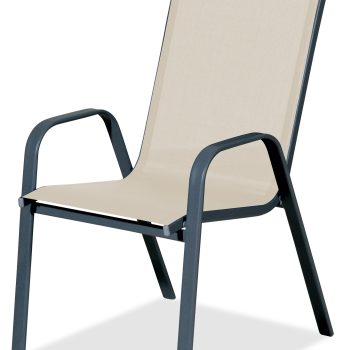 Γκρί Μεταλλική Στοιβαζόμενη Πολυθρόνα Με Textilene Ύφασμα 55 x 65 x 95(h)cm