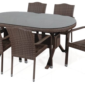 Τραπεζαρία Rattan Με Αλουμίνιο Σκελετό Σέτ 7 Τεμαχίων ,170 x 95 x 75(h)cm