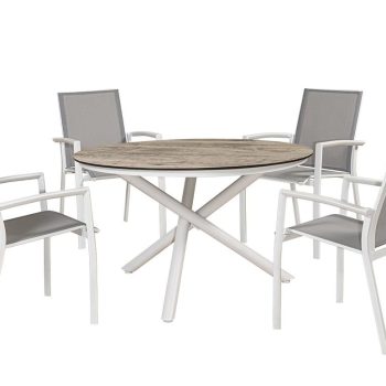 LOUIS Τραπεζαρία Αλουμινίου Με Επιφάνεια Compact Hpl ,Σέτ 5 Τεμαχίων