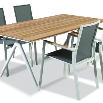 ALABAMA Τραπεζαρία Αλουμινίου Με Ξύλο Teak ,Σέτ 5 Τεμαχίων 180 x 90cm