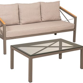 San Marino Καθιστικό Σέτ Αλουμινίου Mε Ξύλο Οξιάς Στα Μπράτσα ,Σέτ 4 Τεμαχίων