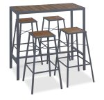 Γκρί Γαλβανισμένη Τραπεζαρία Μπάρ Σέτ 5 Τεμαχίων 116 x 50 x 106(h)cm