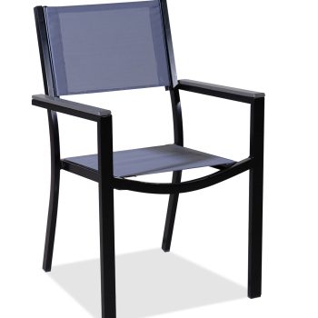 Στοιβαζόμενη Πολυθρόνα Κήπου Αλουμινίου Με Γκρί Διάτρητο Ύφασμα