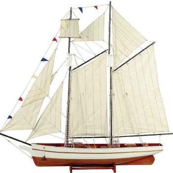 Ξύλινο Παραδοσιακό Καράβι 70cm ,Χρώμα Λευκό Καφέ