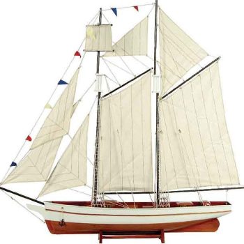 Ξύλινο Παραδοσιακό Καράβι ,Χρώμα Λευκό - Καφέ 90 x 17 x 82(h)cm