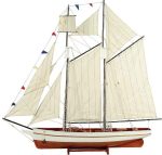 Ξύλινο Παραδοσιακό Καράβι  ,Χρώμα Λευκό - Καφέ 150 x 23 x 136(h)cm