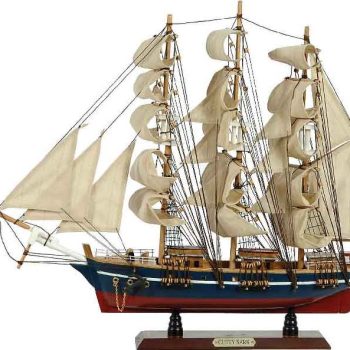 Ξύλινο Παραδοσιακό Καράβι 70 x 13 x 60 (H) cm, Χρώμα Μπλέ-Κόκκινο