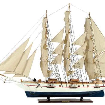 Ξύλινο Παραδοσιακό Καράβι 150 x 23 x 124 (H) cm, Χρώμα Λευκό-Μπλέ