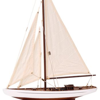 Ξύλινο Παραδοσιακό Καράβι 42 x 8 x 56(h)cm,Χρώμα Λευκό - Μπλέ