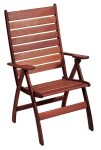 Ξύλινη Ψηλόπλατη Πτυσσόμενη Πολυθρόνα 3 Θέσεων ,Red Shorea