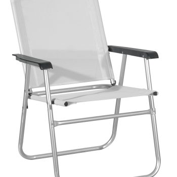 Λευκή Πτυσσόμενη Πολυθρόνα Με Αλουμίνιο Σκελετό , 57(w) x 54(d) x 85(h)cm