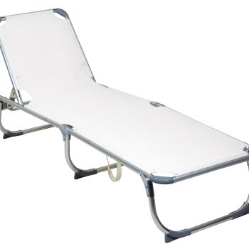 Λευκή Πτυσσόμενη Ξαπλώστρα Παραλίας 178 x 57 x 30(h)cm