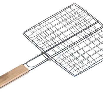 Σχάρα Καρέ Χρωμίου Με Ξύλινη Λαβή 19,5 x 21,5 x 40cm