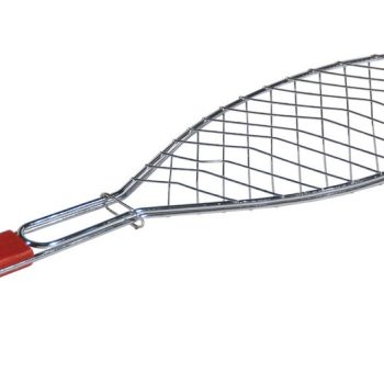 Σχάρα Χρωμίου Ψαριών Πλαινή Με Ξύλινη Λαβή , 14,5 x 65cm