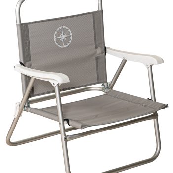 Γκρί Πτυσσόμενη Πολυθρόνα Με Αλουμίνιο Σκελετό Και Διάτρητο Ύφασμα 1 x 1 , 60 x 63 x 80(h)cm