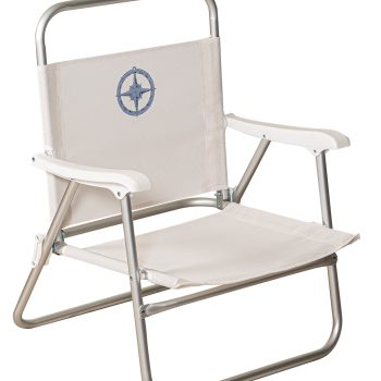 Λευκή Πτυσσόμενη Πολυθρόνα Με Αλουμίνιο Σκελετό Και Διάτρητο Ύφασμα 1 x 1 , 60 x 63 x 80(h)cm