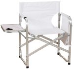 Λευκή Πτυσσόμενη Πολυθρόνα Με Τραπεζάκι Και Αλουμίνιο Σκελετό Και Πολυεστερικό Ύφασμα , 49 x 64 x 82(h)cm