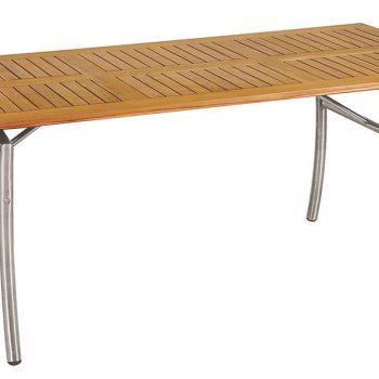 Ξύλινο Παραλ/μο Σταθερό Τραπέζι Teak Με Ανοξείδωτο Σκελετό 160 x 85 x 75(h)cm