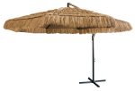 Γωνιακή Στρογγυλή Ομπρέλα 270cm ,Περιστρεφόμενη 360 , Με Μεταλλικό Σκελετό Και Κρόσια Χόρτο