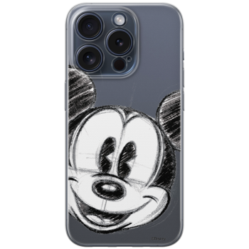 Disney Case Apple iPhone 15 Pro Mickey Partial Print Sketch Transparent