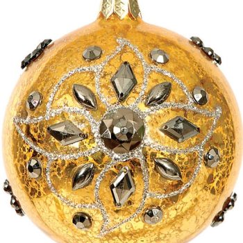 Γυάλινη Χρυσή Χριστουγεννιάτικη Μπάλα 10cm,Σέτ/2