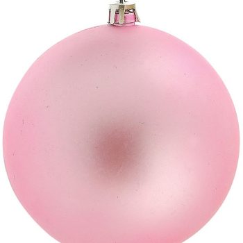Ρόζ Μάτ Πλαστική Χριστουγεννιάτικη Μπάλα 10cm ,Σέτ 2
