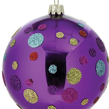 Μωβ Γύαλινη Χριστουγεννιάτικη Μπάλα 8cm,Σέτ/3