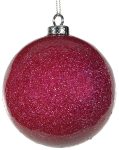 Μώβ Πλαστική Γυαλιστερή Χριστουγεννιάτικη Μπάλα Με Γκλίτερ 10cm,Σέτ/6