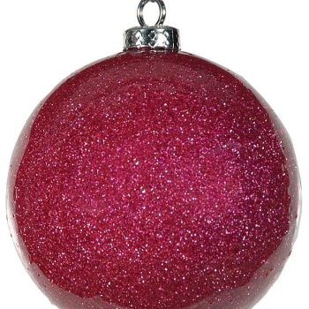 Μώβ Πλαστική Γυαλιστερή Χριστουγεννιάτικη Μπάλα Με Γκλίτερ 10cm,Σέτ/6