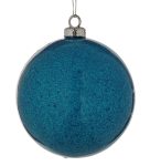 Μπλέ Πλαστική Γυαλιστερή Χριστουγεννιάτικη Μπάλα Με Γκλίτερ 10cm,Σέτ/4