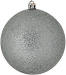 Ασημί Πλαστική Χριστουγεννιάτικη Μπάλα Με Γκλίτερ 4cm,Σέτ/12