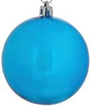 Μπλέ Πλαστική Διάφανη Χριστουγεννιάτικη Μπάλα 10cm,Σέτ/4