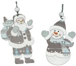 Ξύλινα Κρεμαστό Χριστουγεννιάτικο Στολίδια 8cm ,Σετ 4 Τεμαχίων ,(2 Σχέδια)