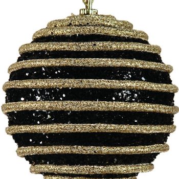 Μάυρη Χριστουγεννιάτικη Μπάλα 8cm,Σέτ/6