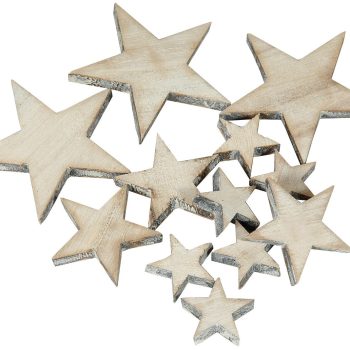 Ξύλινα Διακοσμητικά Χριστουγεννιάτικα Αστέρια ,2 Εώς 6cm ,Σέτ 12 Τεμαχίων