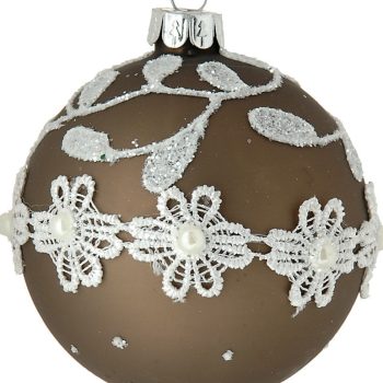 Καφέ Γυάλινη Χριστουγεννιάτικη Μπάλα 8cm,Σέτ/6