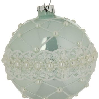 Πράσινη Γυάλινη Χριστουγεννιάτικη Μπάλα 8cm,Σέτ/6
