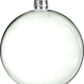 Διάφανη Γυάλινη Χριστουγεννιάτικη Μπάλα 8cm,Σέτ/6