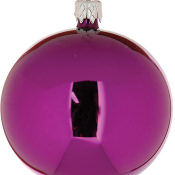 Μώβ Γυάλινη Χριστουγεννιάτικη Μπάλα 8cm ,Σέτ/6 ,2 Σχέδια