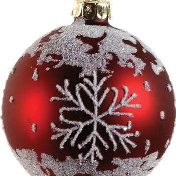 Κόκκινη Γυάλινη Χριστουγεννιάτικη Μπάλα 8cm,Σέτ/6
