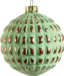 Πράσινη Γυάλινη Χριστουγεννιάτικη Μπάλα 8cm,Σέτ/6