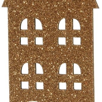 Ξύλινο Κρεμαστό Χριστουγεννιάτικο Στολίδι Με Glitter 4 x 8(h)cm