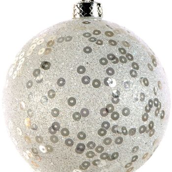 Λευκή Πλαστική Χριστουγεννιάτικη Μπάλα 8cm,Σέτ/6
