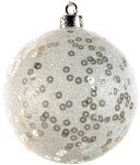 Λευκή Χριστουγεννιάτικη Μπάλα 10cm,Σέτ/6