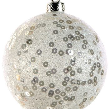 Λευκή Χριστουγεννιάτικη Μπάλα 10cm,Σέτ/6